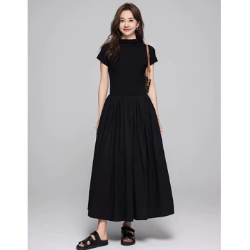 Keygirl Dress Smocked Premium Busana Muslim Brukat Lebaran Umroh Dress Maxi Turtleneck Polos