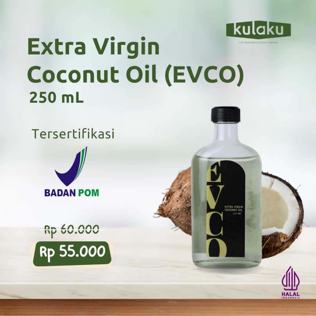 Jual EVCO EXTRA VIRGIN COCONUT OIL KULAKU Botol Kaca 250ml Shopee