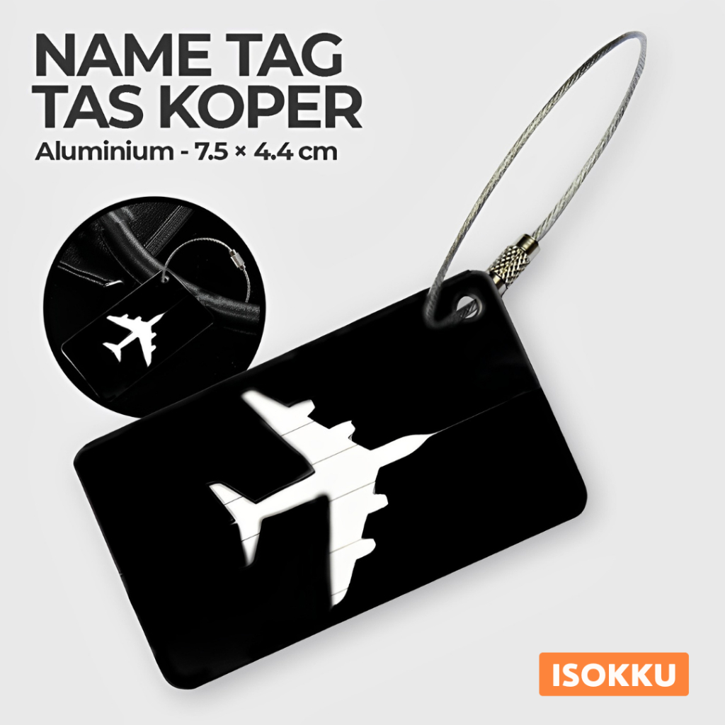 Jual Name Tag ID Tempat Kartu Nama Tas Koper Aluminium - Black | Shopee ...