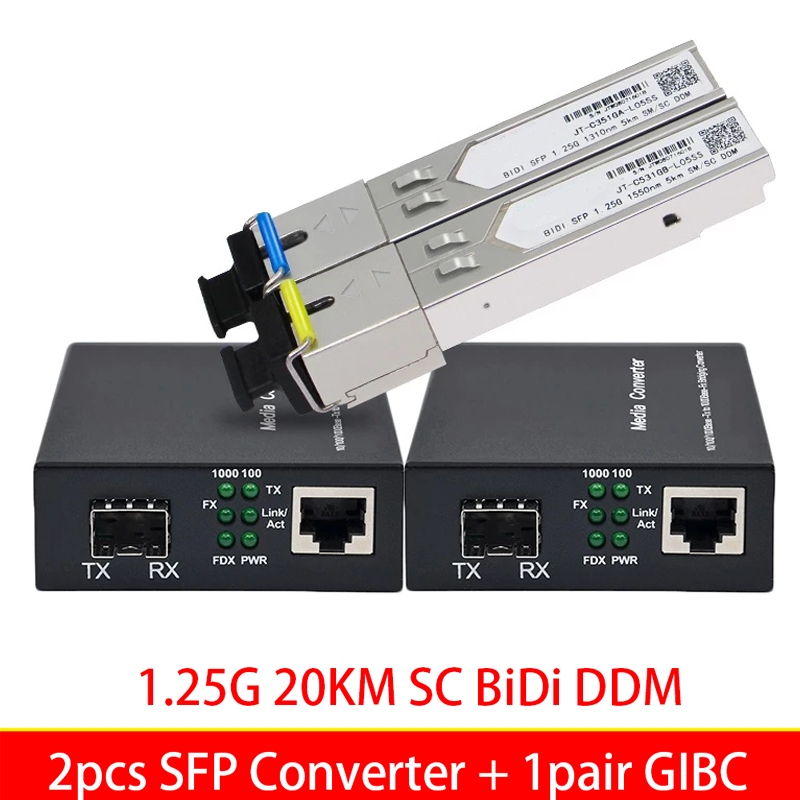 Jual Modul Konverter Media Gigabit Sfp Transceiver 20km 1000mbps Rj45 ...