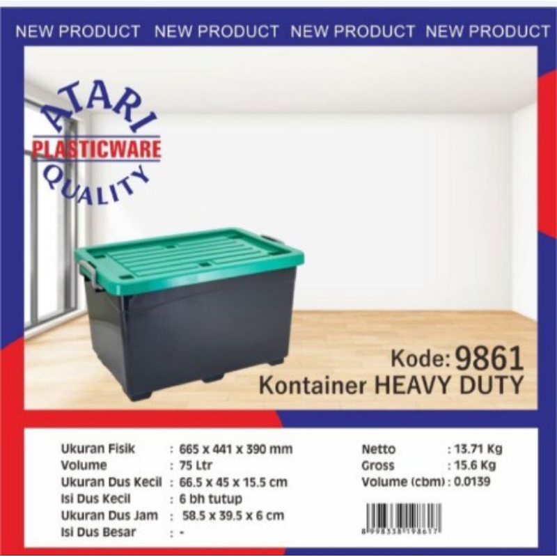 Jual BOX CONTAINER HEAVY DUTY 75 LITER ATARI 9861 CONTAINER PLASTIK ...