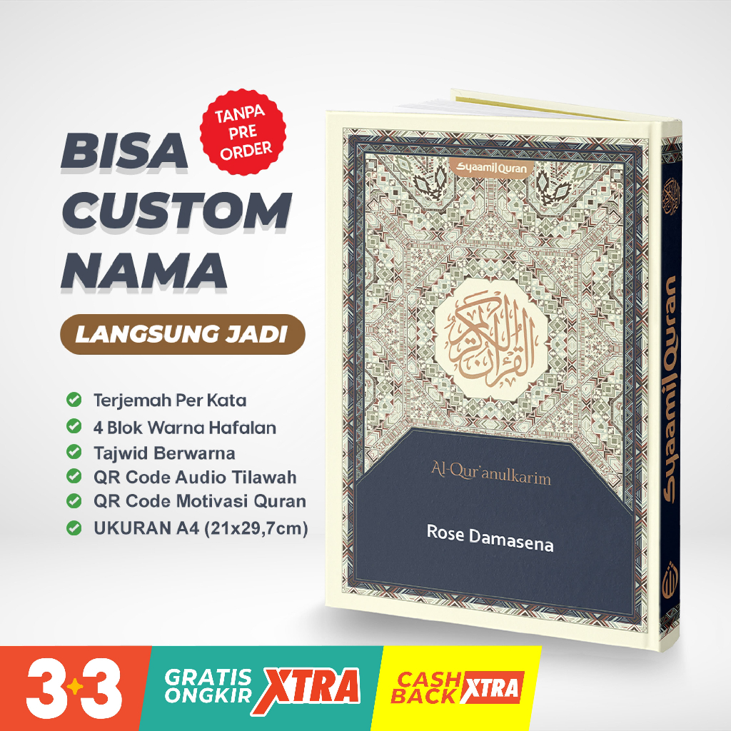 Jual Alquran A4 Custom Nama Timbul Asy Syaamil Ukuran Besar Terjemah ...