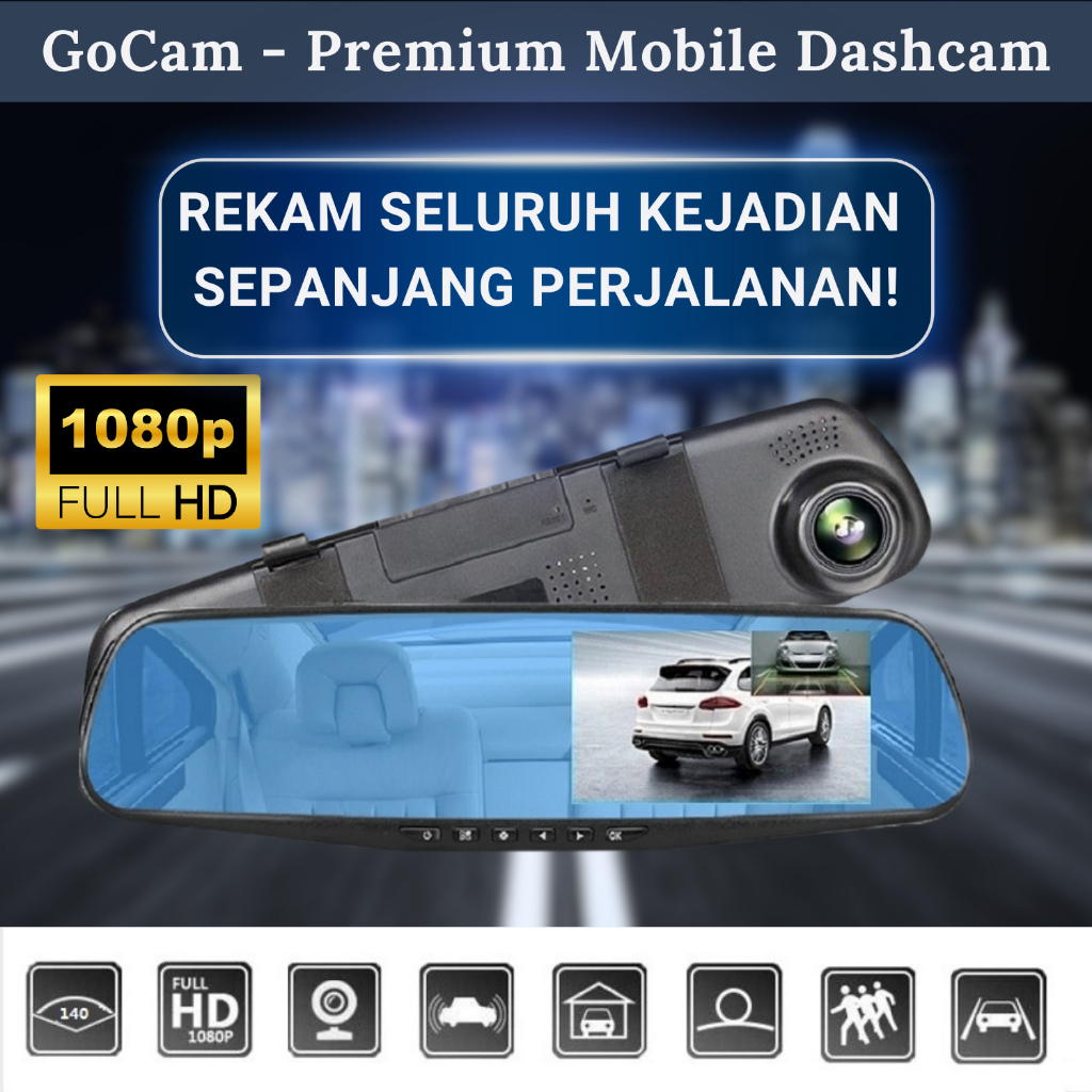 Jual GOCAM Dashcam Mobil Spion Utama 4 Inci FHD 1080p Kamera Ganda ...