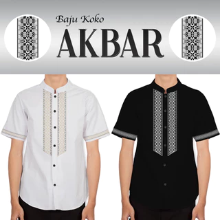 FortKlass AKBAR Baju Koko Bordir Kemeja Polos Pria Lengan Pendek Regular Fit Pakaian Muslim