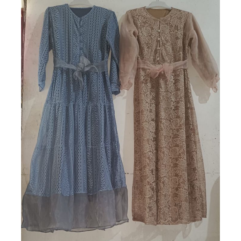 Jual Gamis Cantik Brookat Mix Organza Free Belt. | Shopee Indonesia