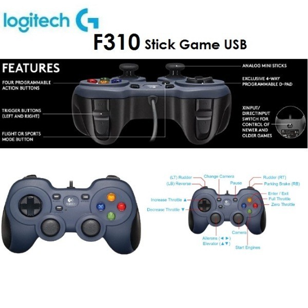 Jual LOGITECH F310 Joystick Gamepad USB Stick Game PC Laptop | Shopee ...