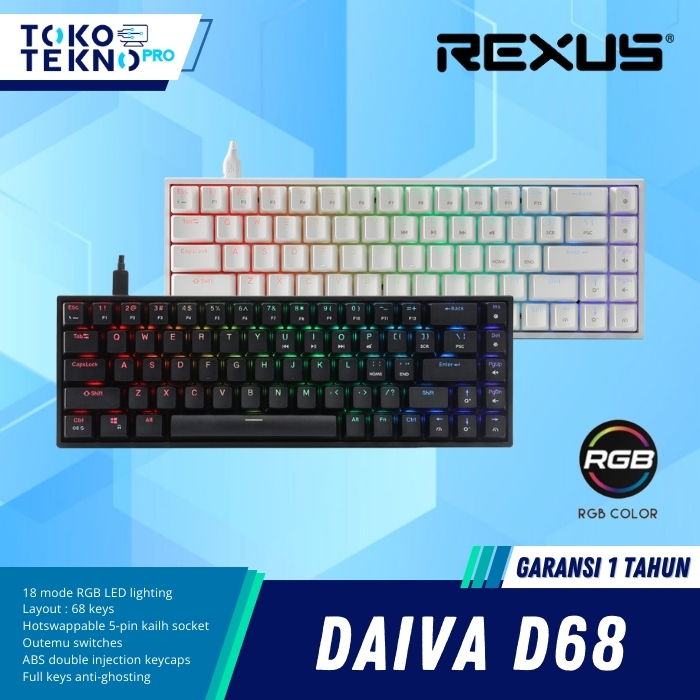 Jual Rexus Daiva RX-D68 / RX-D68SF Mechanical Wired Gaming Keyboard ...