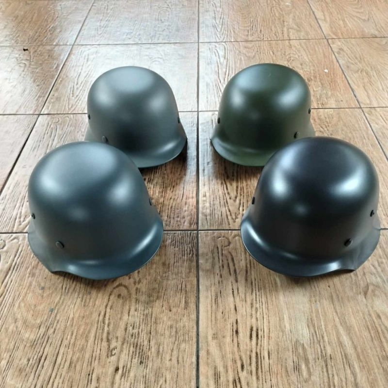 WowZza Ww2 Duitse M35 Stalen Helm Met Net En Bril, Hoge Sterkte Stalen Helm Uit De Tweede Wereldoorlog Met Lederen Voering/Zwart/Maat