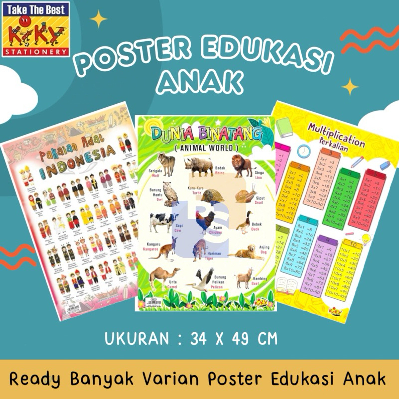 Jual KIKY Poster Edukasi / Poster Belajar / Poster Pendidikan Anak - 1