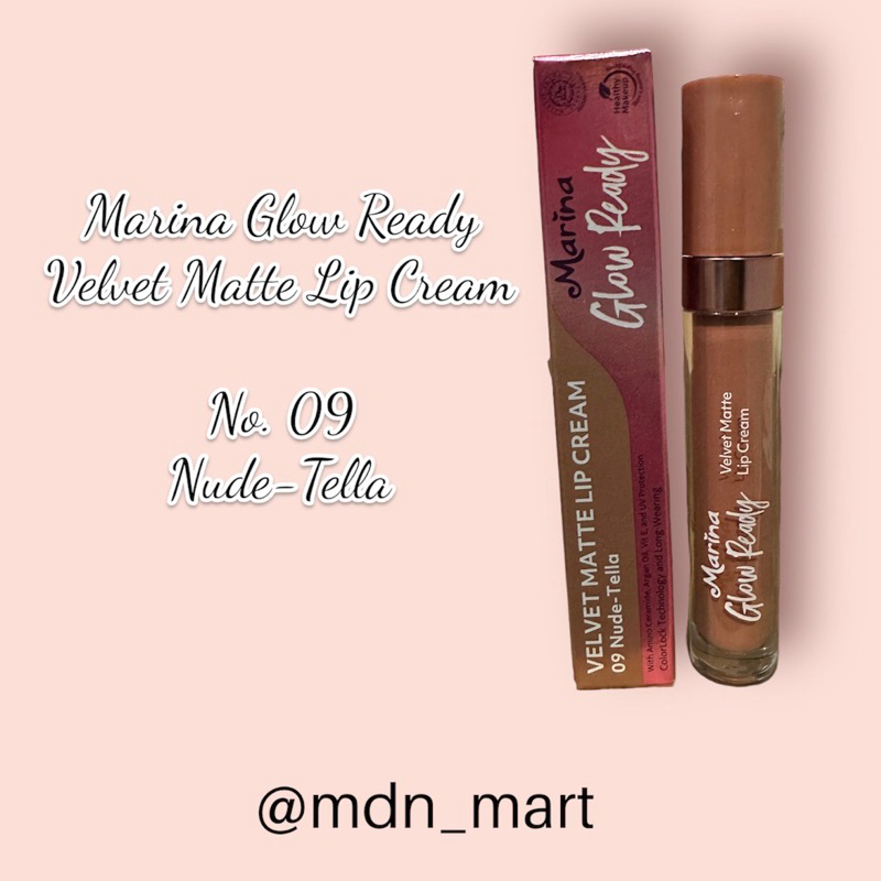 Jual Marina Glow Ready Velvet Matte Lip Cream No 09 Nude Tella | Shopee ...