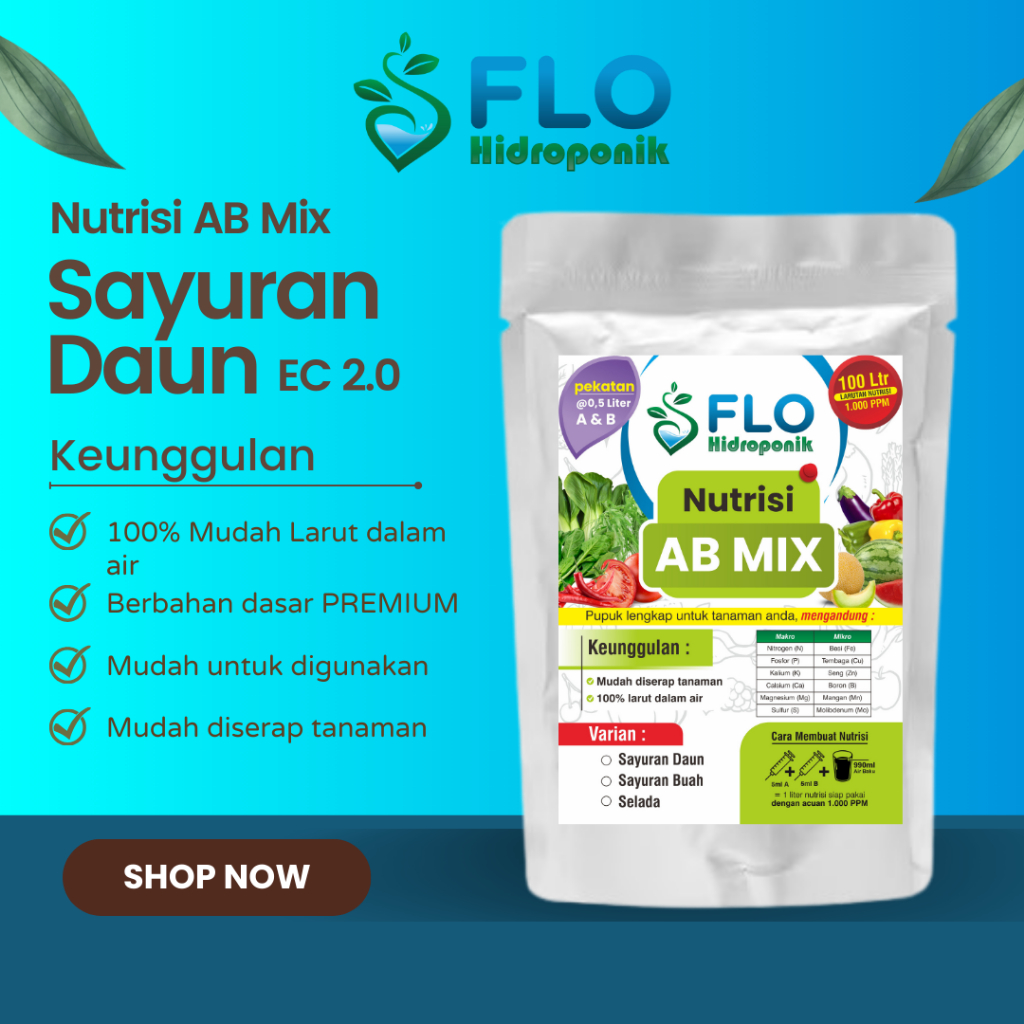 AB Mix Sayuran Daun Selada Buah Flo Hidroponik 0,5L