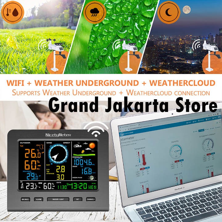 Jual Wireless Weather Station WiFi Rain Gauge Wind Speed 0366 PC USB