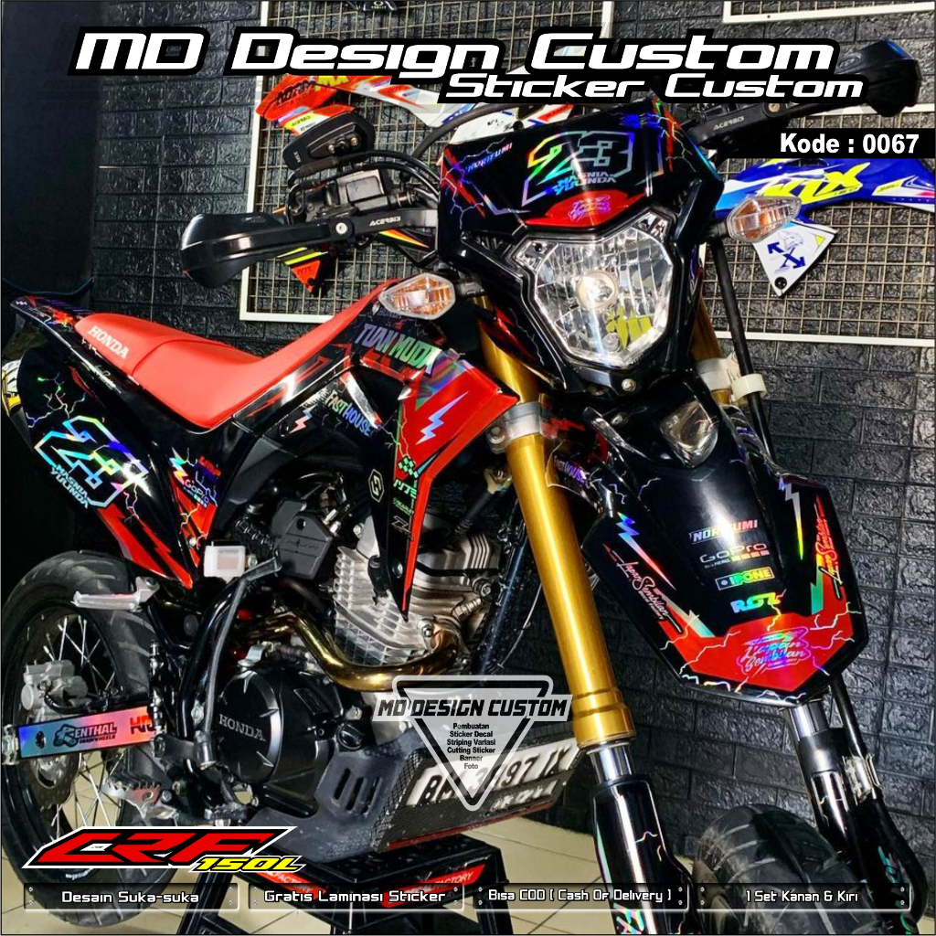 Jual 0067 Sticker Decal CRF 150 L FUll Hologram Pelangi (COD) Terbaru ...