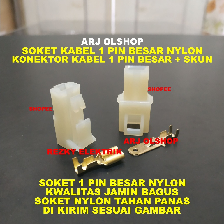 Jual SOCKET / CONNECTOR SKUN SET 1 PIN BESAR MOBIL MOTOR/ KONEKTOR ...