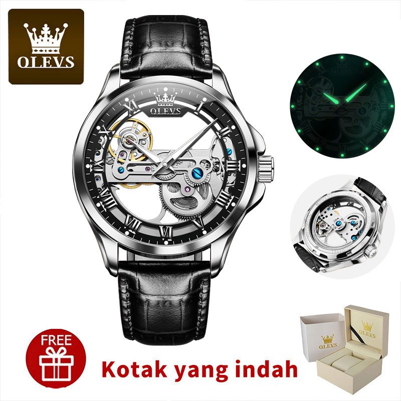 Jual Olevs Jam Tangan Automatic Pria Original Anti Air Kulit Tahan