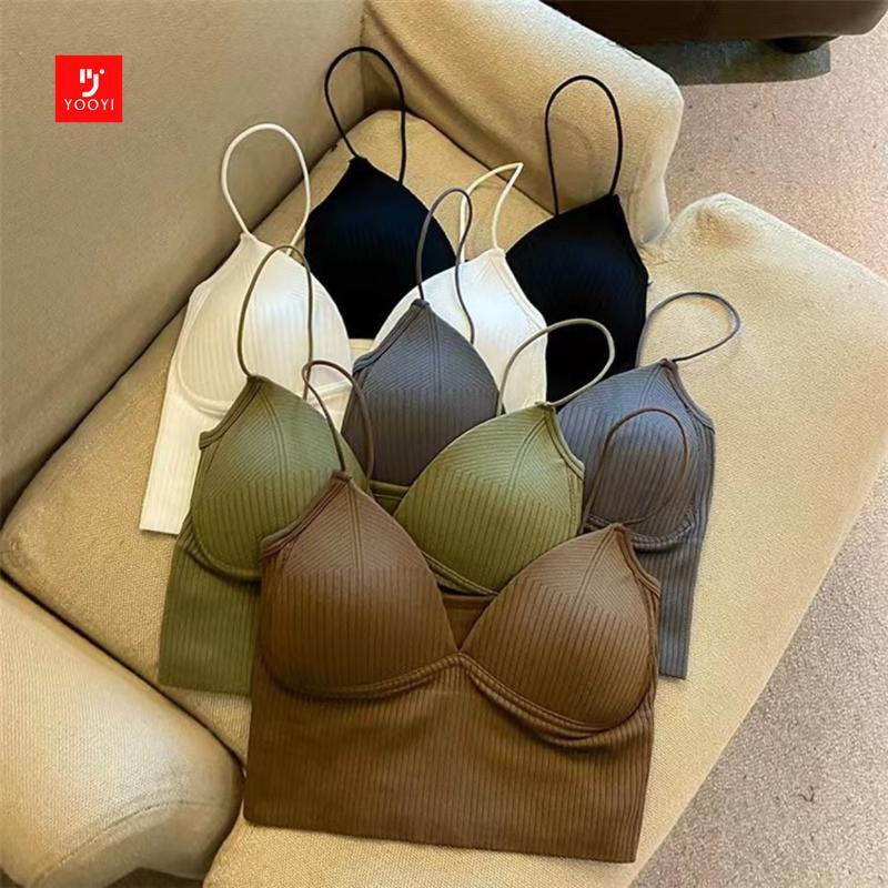 Jual Yooyi Tank Top Wanita Ada Cup Bra Korean Kamisol Croptop V Neck ...