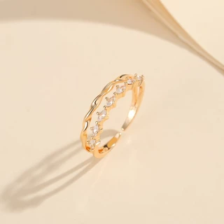 Lanme Jewelry Cincin Titanium Steel Wanita Korea Simple Murah Diamond Aksesories Fashion Korea Adjustable LM384