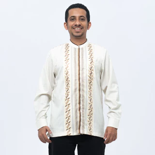 M231 Kemeja Pria Koko Habib Jafar Panjang Coklat 0354