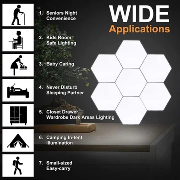 Hexagon RGB LED Lampu Kamar Tidur Aesthetic DIY Gaming Setup Touch Control