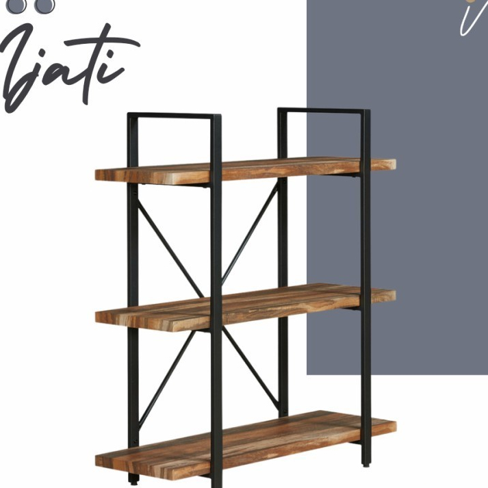Jual Rak Buku Model Industrial Kayu Jati Frame Besi | Shopee Indonesia