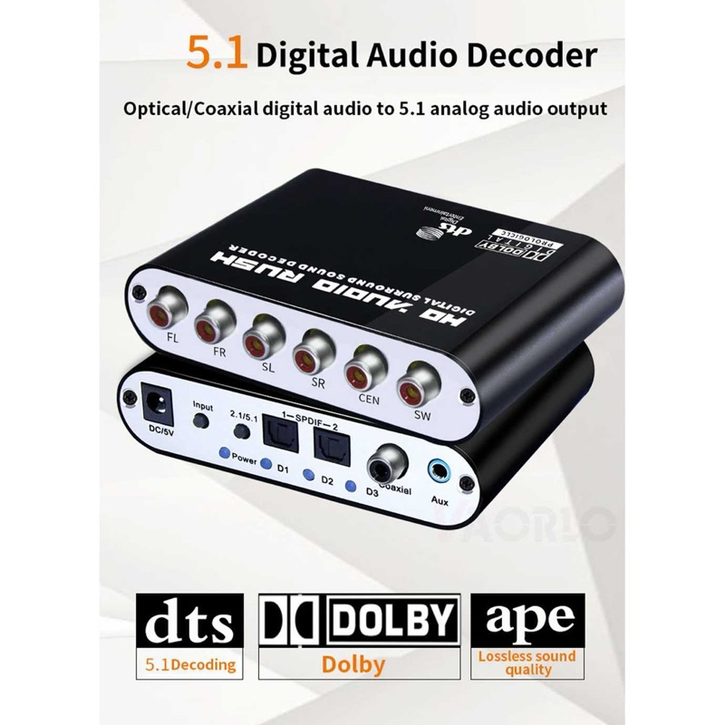 Jual Digital Surround Decoder to Active Speaker 5.1 Converter DTS Dolby ...