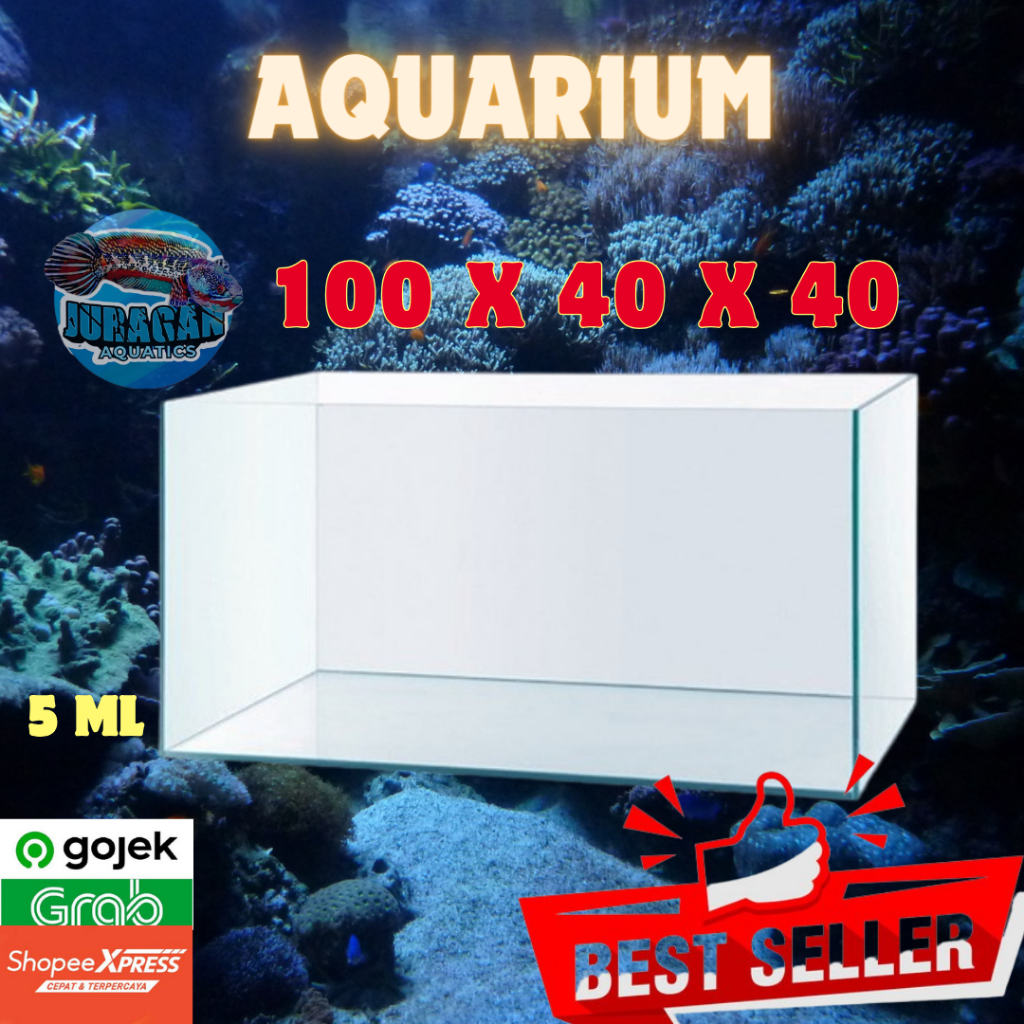Jual Aquarium Ikan Hias Ukuran 100x40x40 Tebal 5ml Tebal Sisi Kanan