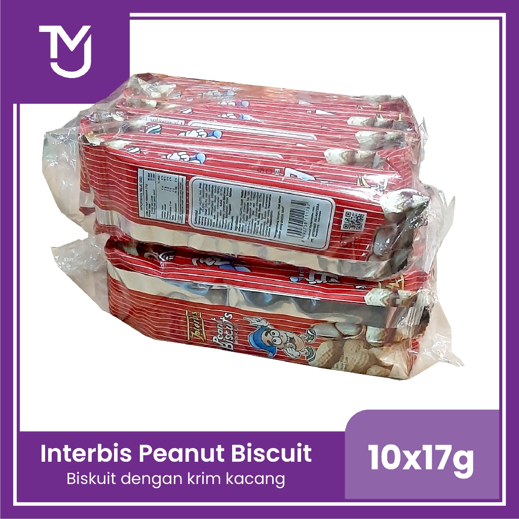 Jual Interbis Peanut Biscuit kemasan renceng 10 x 17gr -- Biskuit ...