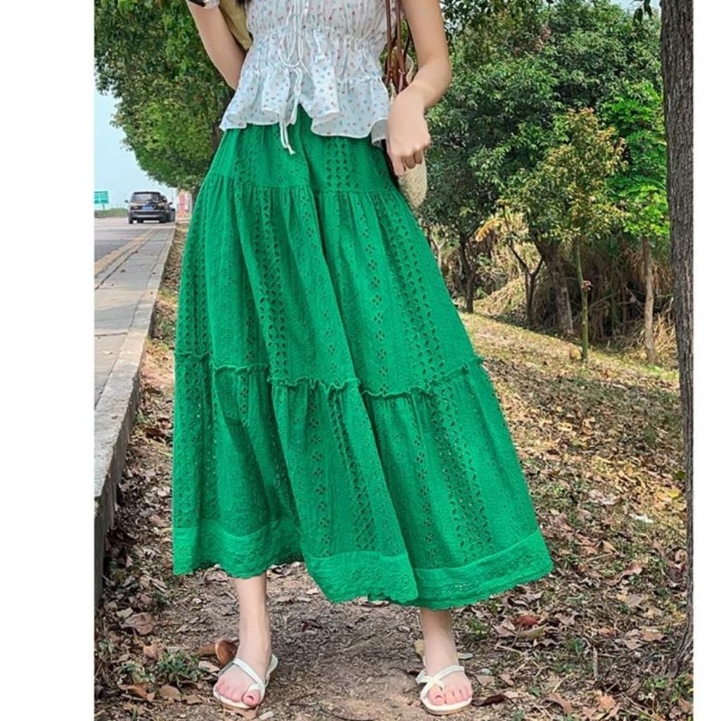 Jual 9822 Rok panjang GILARDIA TIERED REMPEL KATBOL MAXI SKIRT katun ...