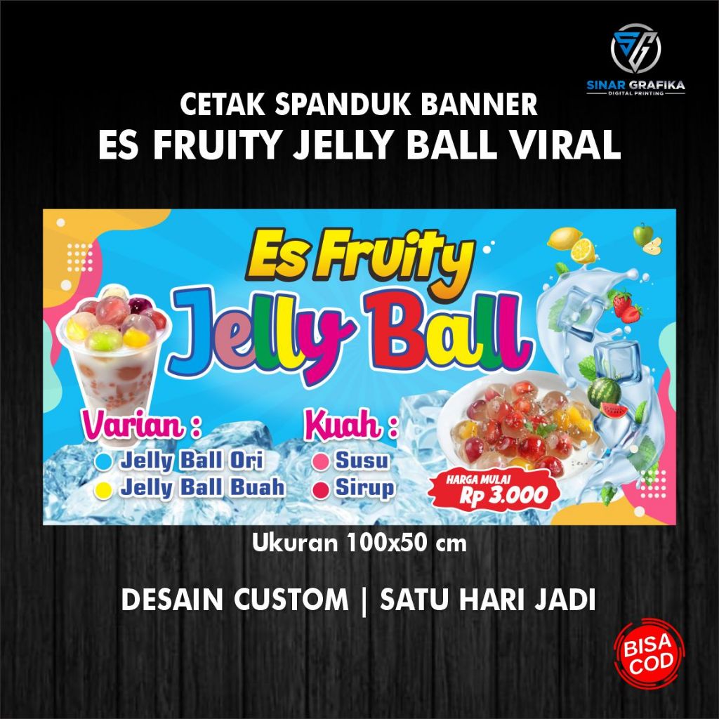 Jual Spanduk Banner Es Jelly Ball / Banner Es Buah Jelly Ball / Spanduk ...