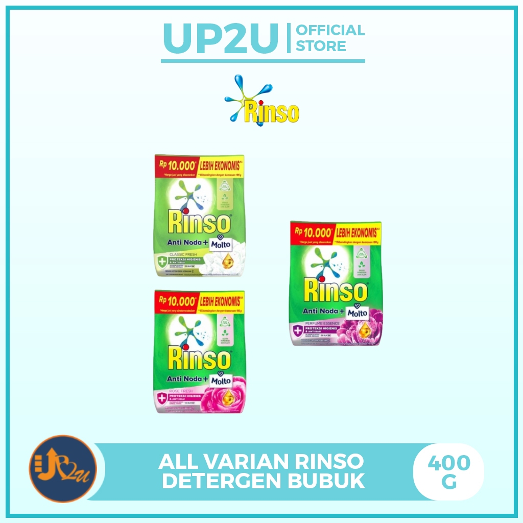 Jual All Varian Rinso Detergen Bubuk Anti Noda + Molto 400gr | Shopee ...