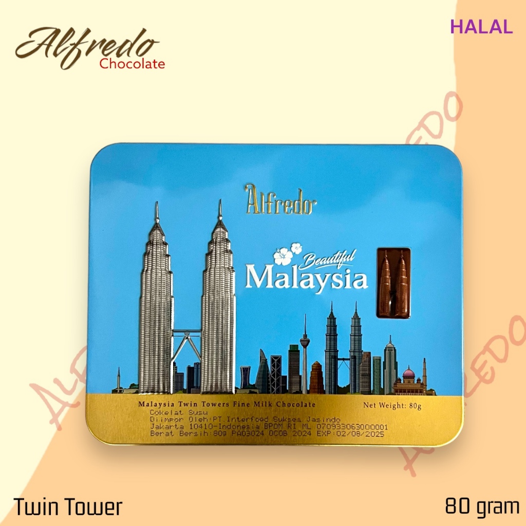 Jual READY STOCK Coklat Alfredo Kaleng Twin Tower 80gram HALAL / Coklat ...