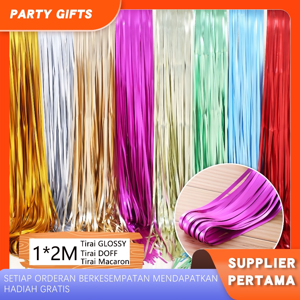Jual Tirai Rumbai Tirai Foil Backdrop Warna Warni Tirai Ulang Tahun ...