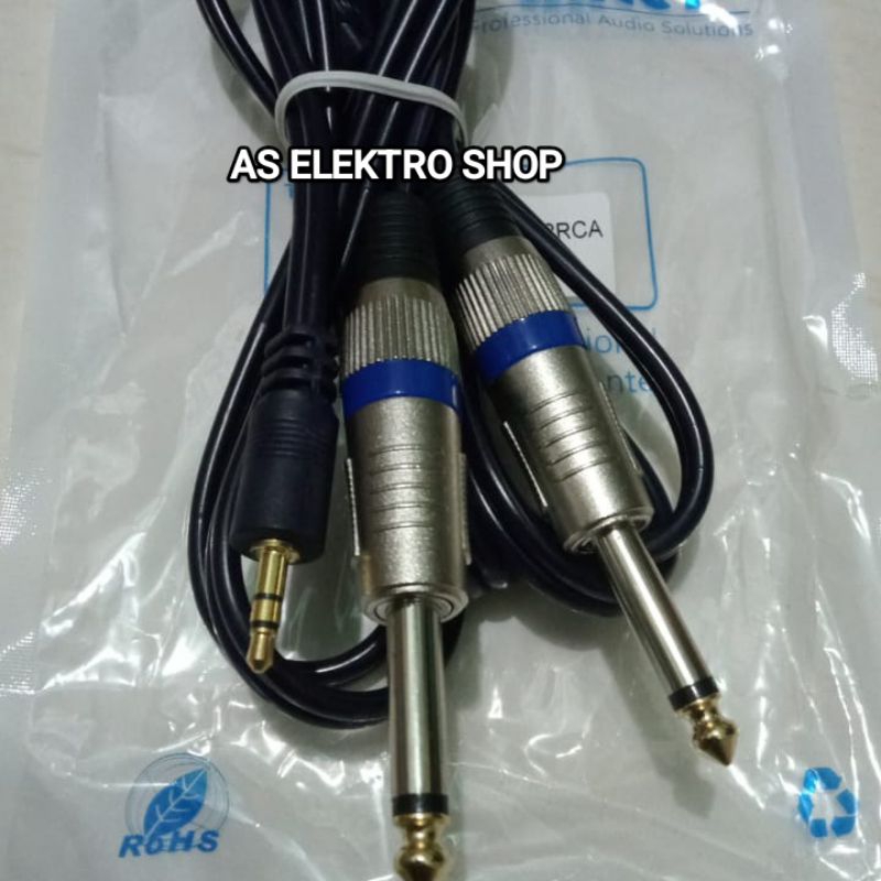 Jual KABEL KONEKTOR JACK HP/LAPTOP KE MIXER AUDIO JACK AUX 3,5 MM TO 2