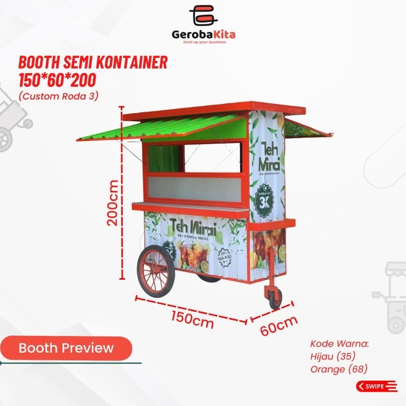 Jual Booth Semi Kontainer Ukuran 150x60x200 Full Branding Shopee