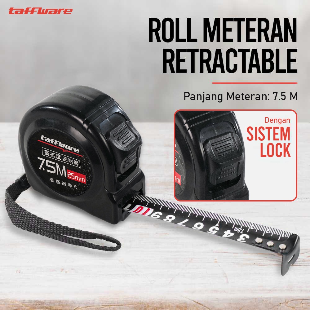 Jual Roll Meteran Retractable Ruler Precision Steel 7,5 Meter Taffware ...