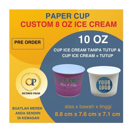 Jual Custom Printing & Sablon Paper Cup Ice Cream 10 Oz / Cup Ice Cream ...