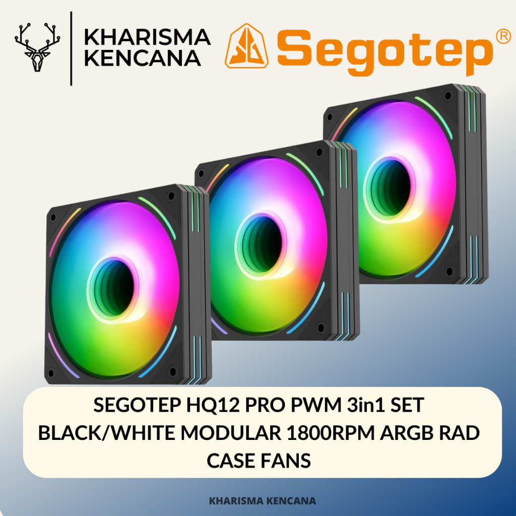 Jual SEGOTEP HQ12 PRO PWM 3in1 SET BLACK/WHITE MODULAR 1800RPM ARGB RAD ...