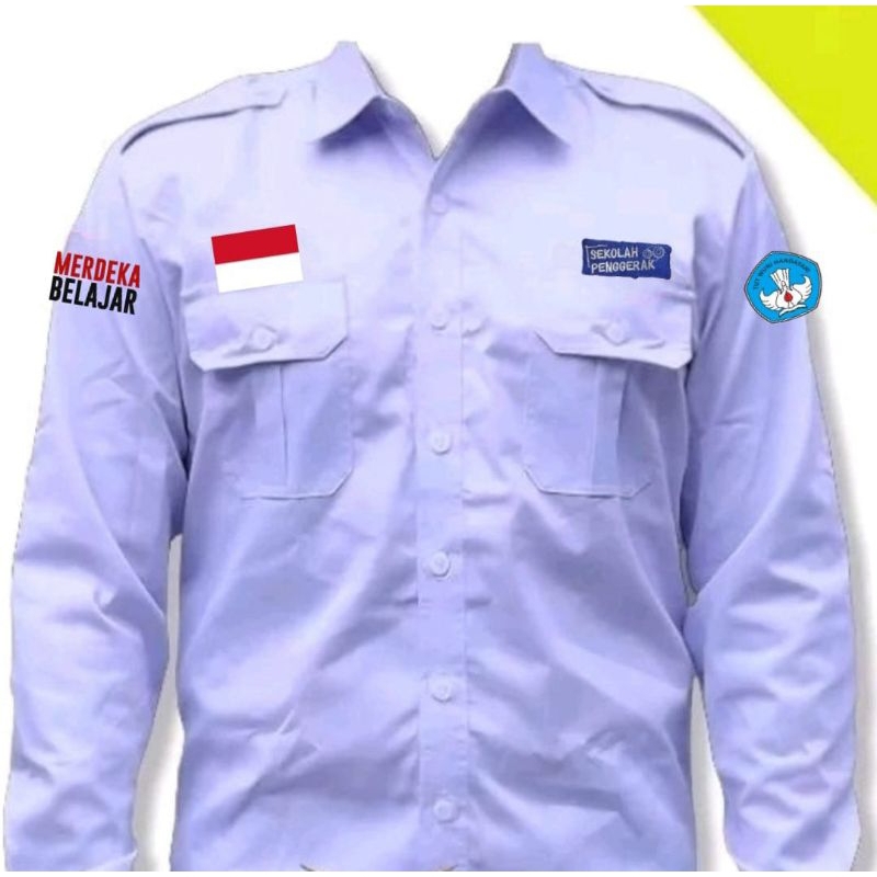 Jual Big Size Kemeja Merdeka Belajar Baju Sekolah Penggerak Baju