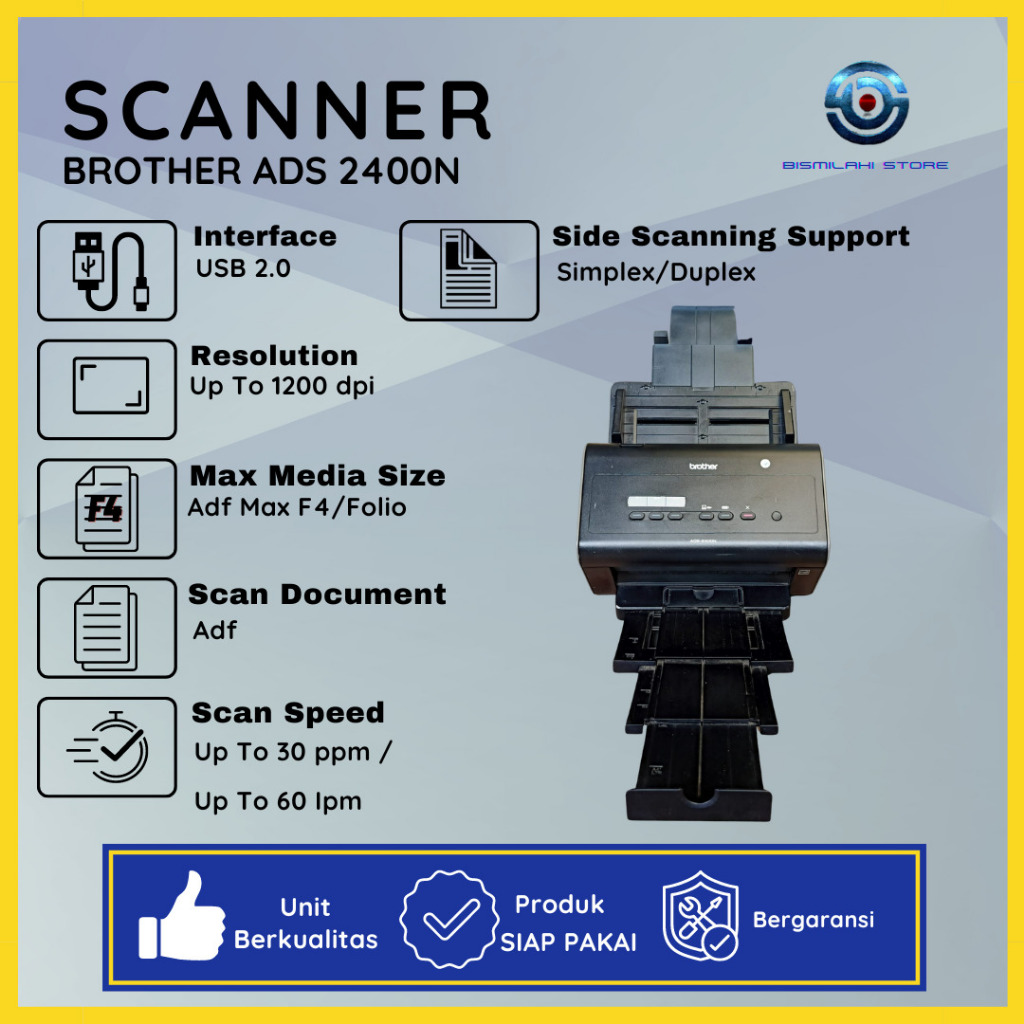 Jual Scanner F4 Brother ADS-2400N Bisa Koneksi LAN Unit Normal Siap ...