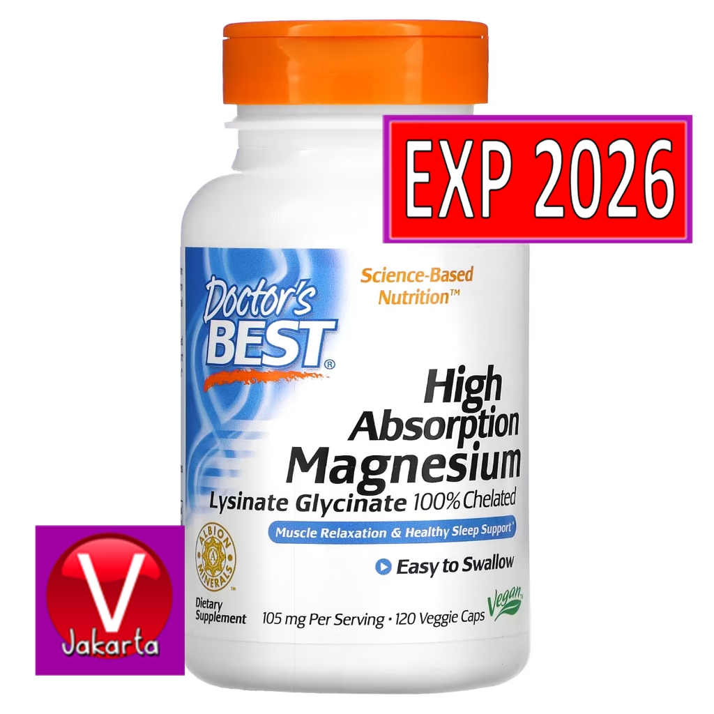 Jual Doctors Best Magnesium Lysinate Glycinate 105 mg 120 VegCaps ...