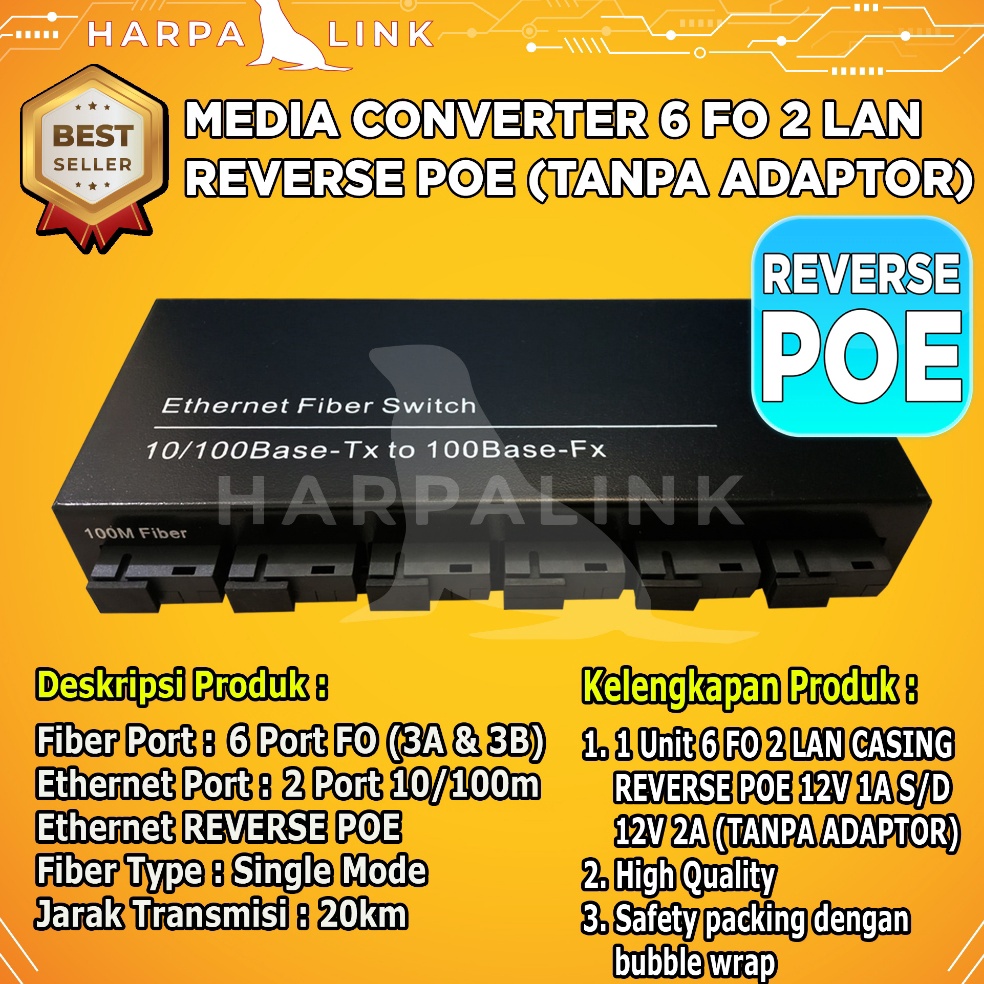 Jual HARGA SPESIAL Media Converter 6 FO 2 LAN 6 SC 2 RJ45 POE 11 Mbps ...