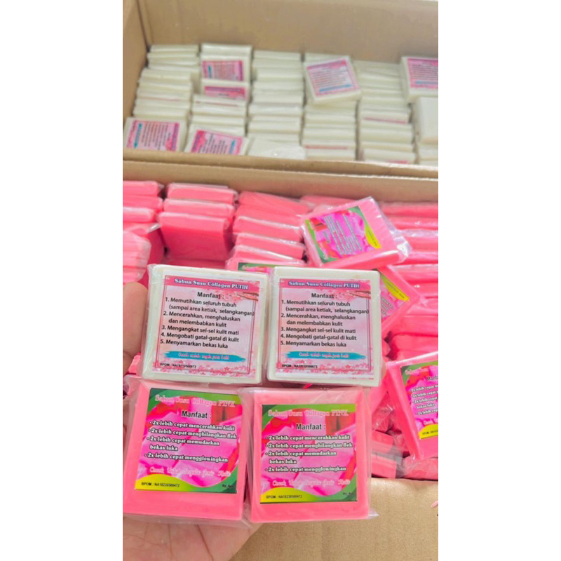 Jual Siap Kirim Lusin Isi Pcs Sabun Susu Collagen Putih Dan Pink