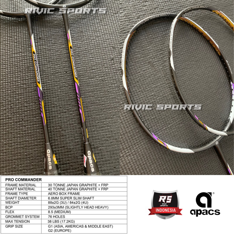 Jual Raket Apacs PRO COMMANDER Badminton Original 100% Senar dan Grip ...