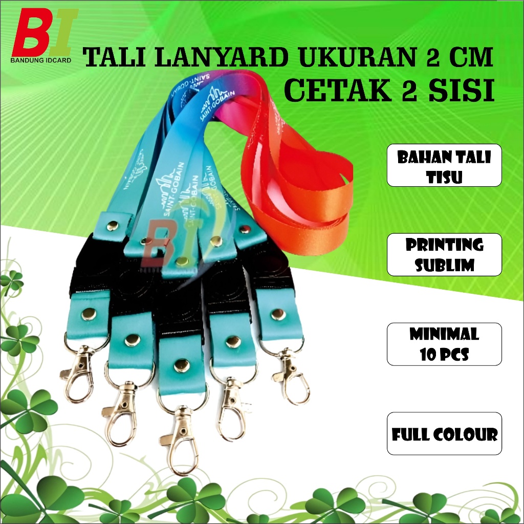 Jual Tali Lanyard Id Card Custom 2 Cm 2 Sisi Full Color Printing Sublim