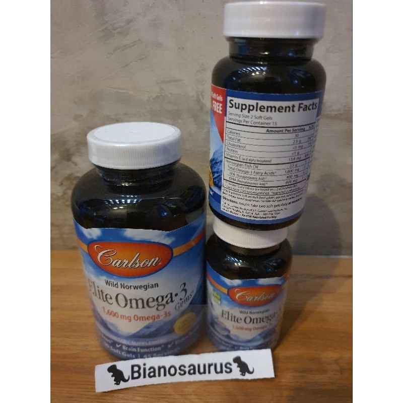 Jual Carlson Wild Norwegian Elite Omega-3 Gems 1600 mg with EPA and DHA ...