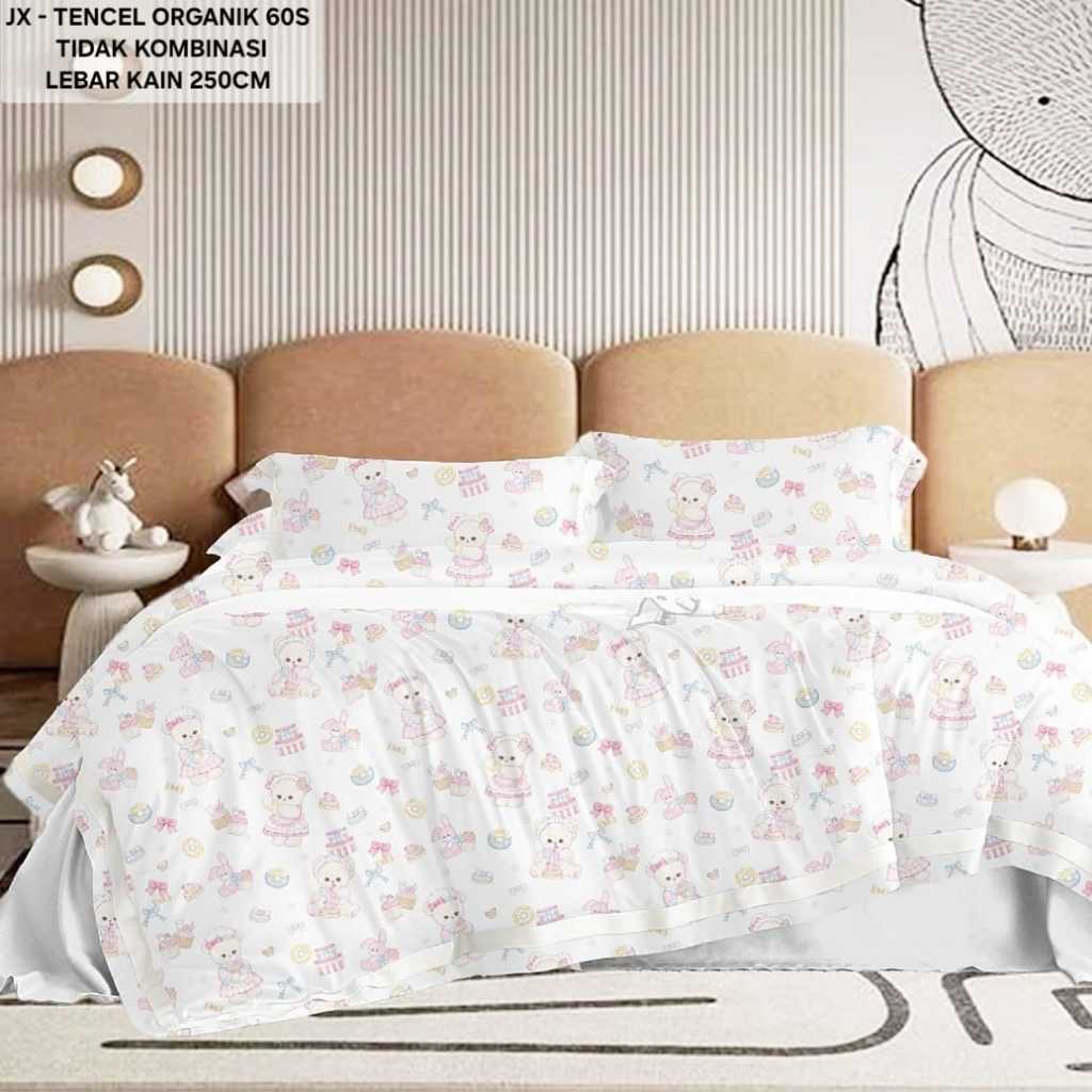 Jual Sprei Set Sutra Organic 60s Motif Anak Cewe Anak Cowo Kids Kartun