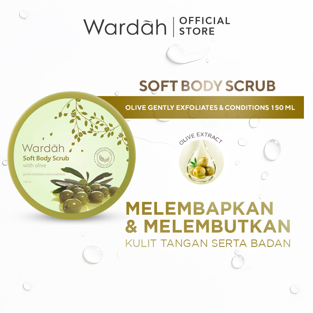 Wardah Soft Body Scrub with Olive 240 ml - Scrub Badan Dilengkapi dengan Olive Oil yang dapat Mengangkat Sel Kulit Mati - Bulir Halus