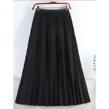 Rok Plisket Daun Padi Maxi Rok Plisket Premium Rok Plisket Nyaman Rok Plisket Panjang Hitam