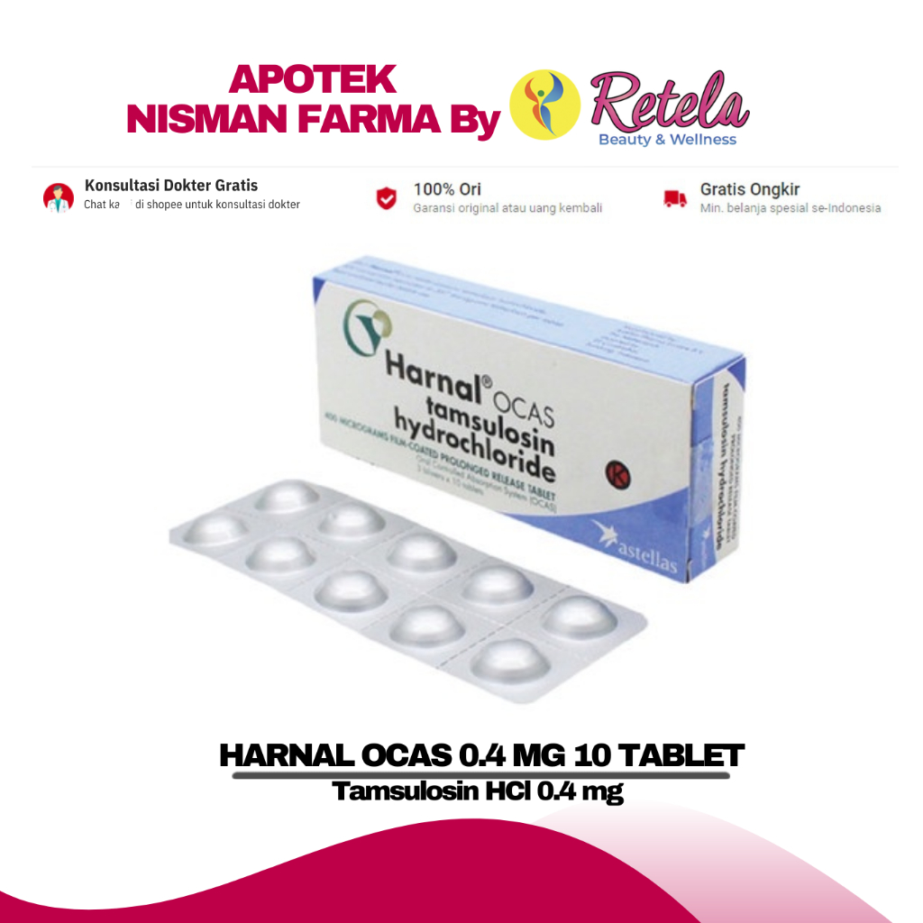 Jual Harnal Ocas 04mg 1 Strip 10 Tablet Tamsulosin Hcl 04 Mg Shopee Indonesia 