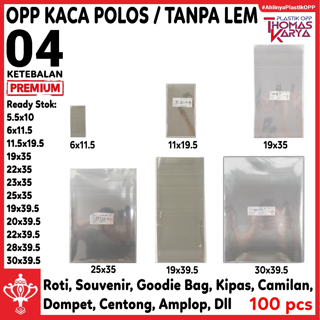 Jual Plastik OPP Roti Tawar 19x40 isi 100 Kantong Bening BESAR Kemasan ...